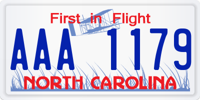 NC license plate AAA1179