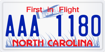 NC license plate AAA1180