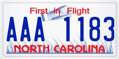 NC license plate AAA1183