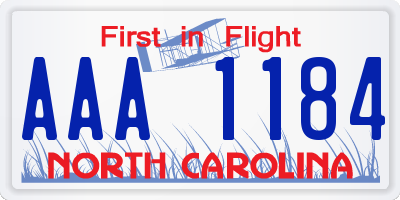 NC license plate AAA1184