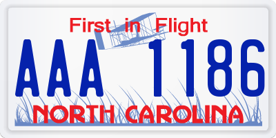 NC license plate AAA1186