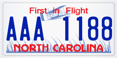 NC license plate AAA1188