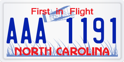 NC license plate AAA1191