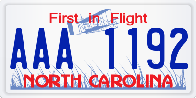 NC license plate AAA1192