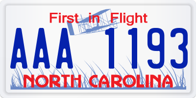 NC license plate AAA1193