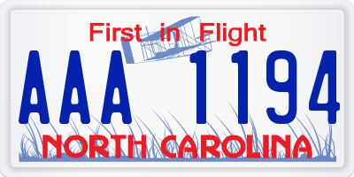 NC license plate AAA1194
