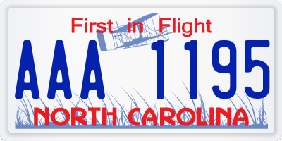 NC license plate AAA1195