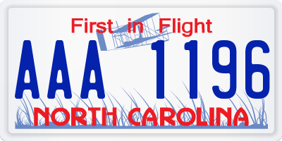 NC license plate AAA1196