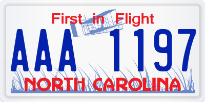 NC license plate AAA1197