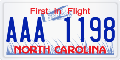 NC license plate AAA1198