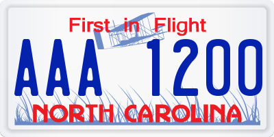 NC license plate AAA1200
