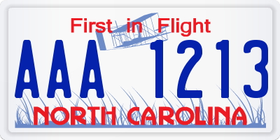 NC license plate AAA1213