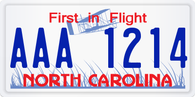 NC license plate AAA1214