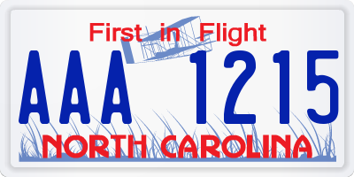 NC license plate AAA1215