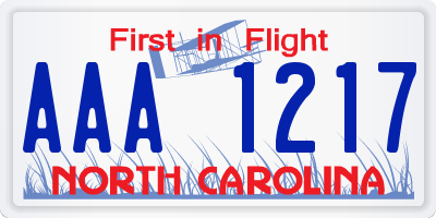 NC license plate AAA1217