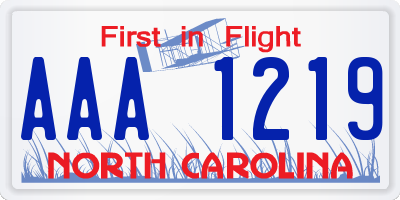 NC license plate AAA1219