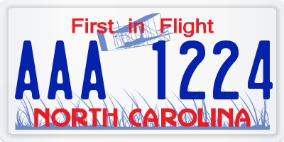 NC license plate AAA1224