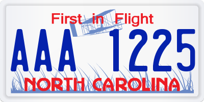 NC license plate AAA1225