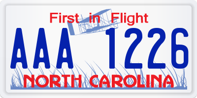 NC license plate AAA1226