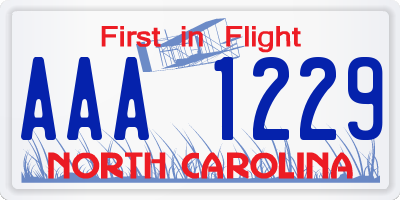 NC license plate AAA1229