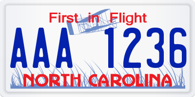 NC license plate AAA1236