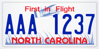 NC license plate AAA1237