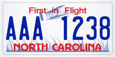 NC license plate AAA1238