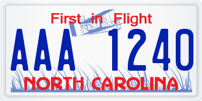 NC license plate AAA1240