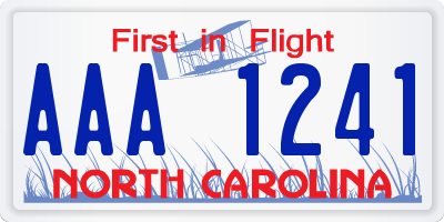 NC license plate AAA1241