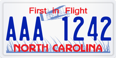 NC license plate AAA1242