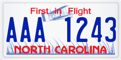 NC license plate AAA1243