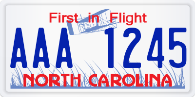 NC license plate AAA1245