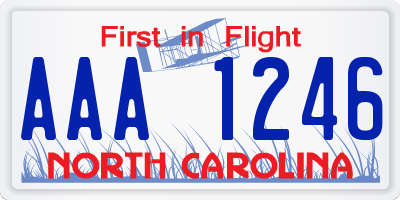 NC license plate AAA1246