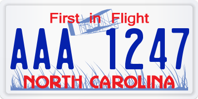 NC license plate AAA1247