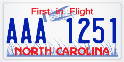 NC license plate AAA1251