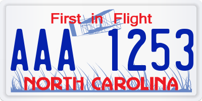 NC license plate AAA1253