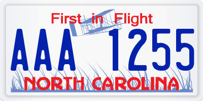 NC license plate AAA1255