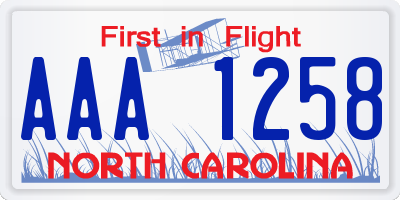 NC license plate AAA1258