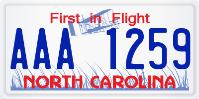 NC license plate AAA1259