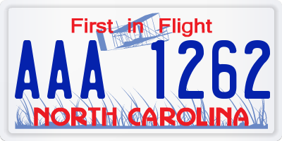 NC license plate AAA1262