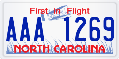 NC license plate AAA1269