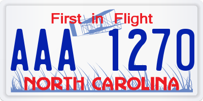 NC license plate AAA1270