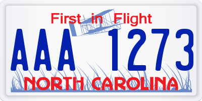 NC license plate AAA1273