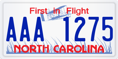 NC license plate AAA1275