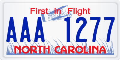 NC license plate AAA1277