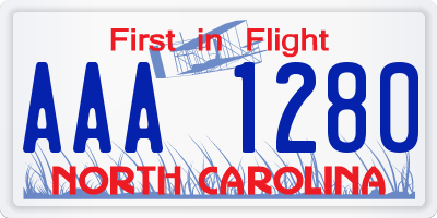 NC license plate AAA1280