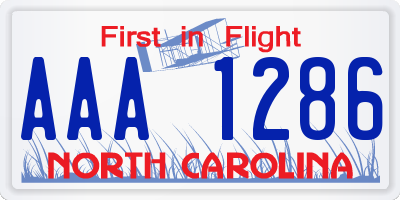 NC license plate AAA1286