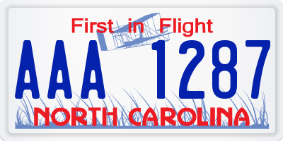 NC license plate AAA1287