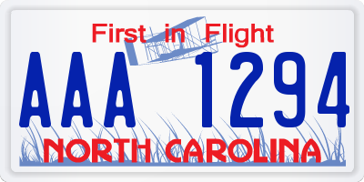 NC license plate AAA1294