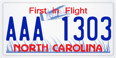 NC license plate AAA1303